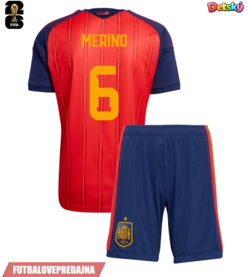 Lacne Dětský Futbalové dres Španielsko Mikel Merino #6 MS 2026 Krátky Rukáv - Domáci (+ trenírky)